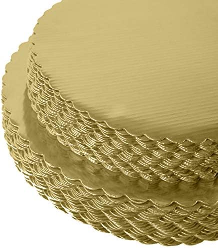 [25 יחידות] 12& 34; זהב עוגת עגול, חד פעמי עוגת מעגל בסיס לוחות עוגת צלחת עגול מצופה מעגל עוגת בסיס 12 אינץ,חבילה של 25